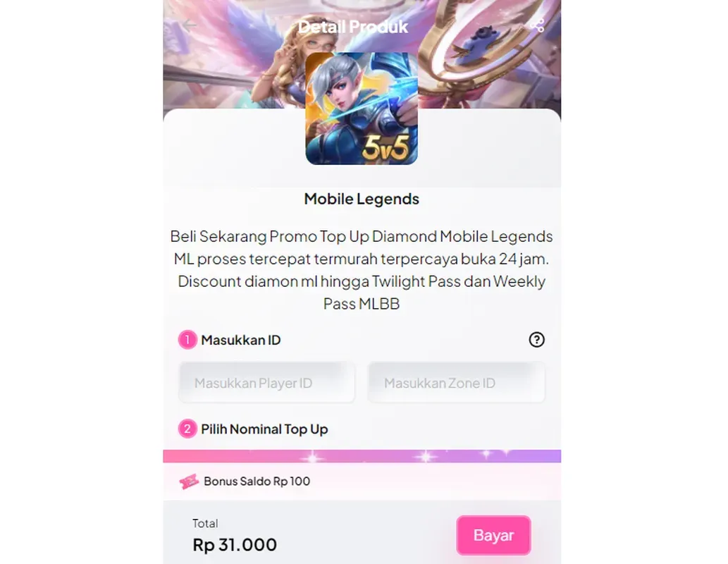 Cara Top Up Mobile Legends di Saldo Game