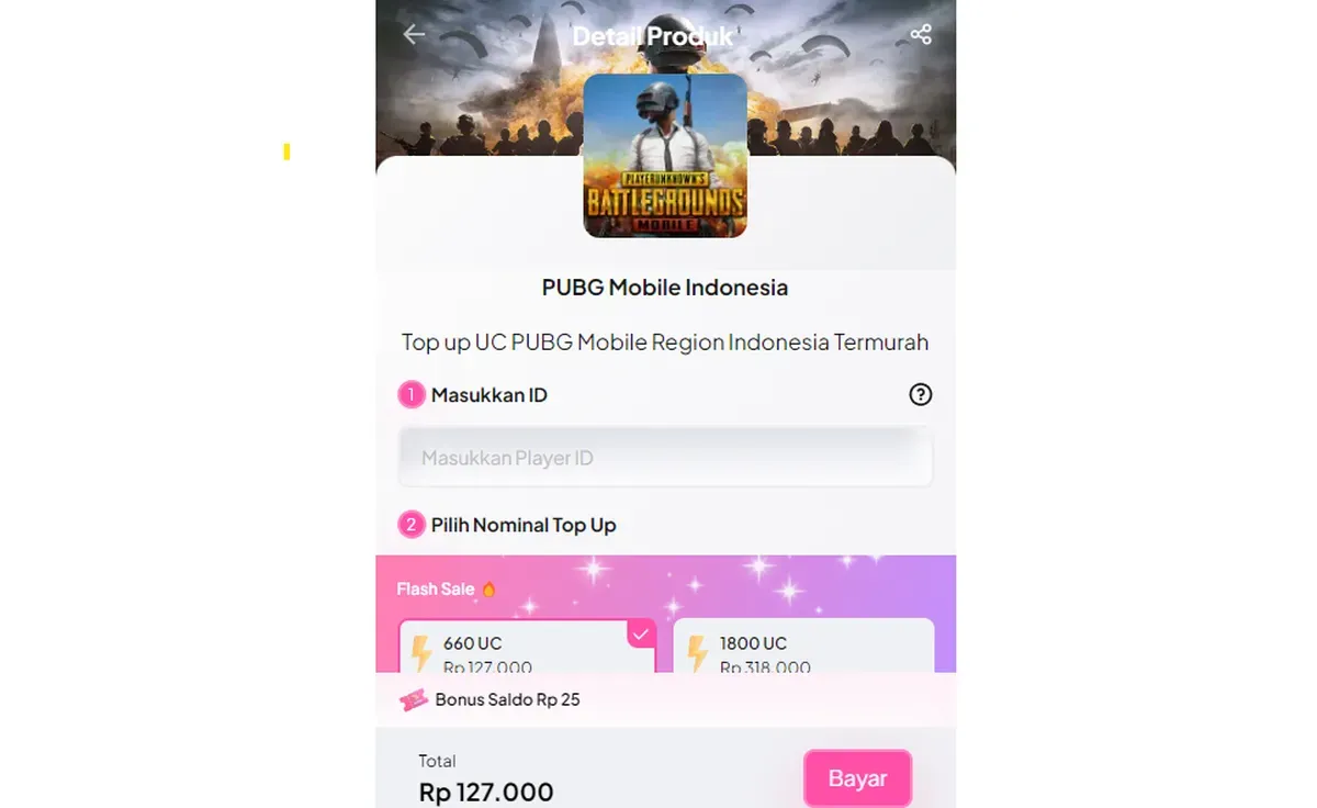 Cara Top Up PUBG di Saldo Game