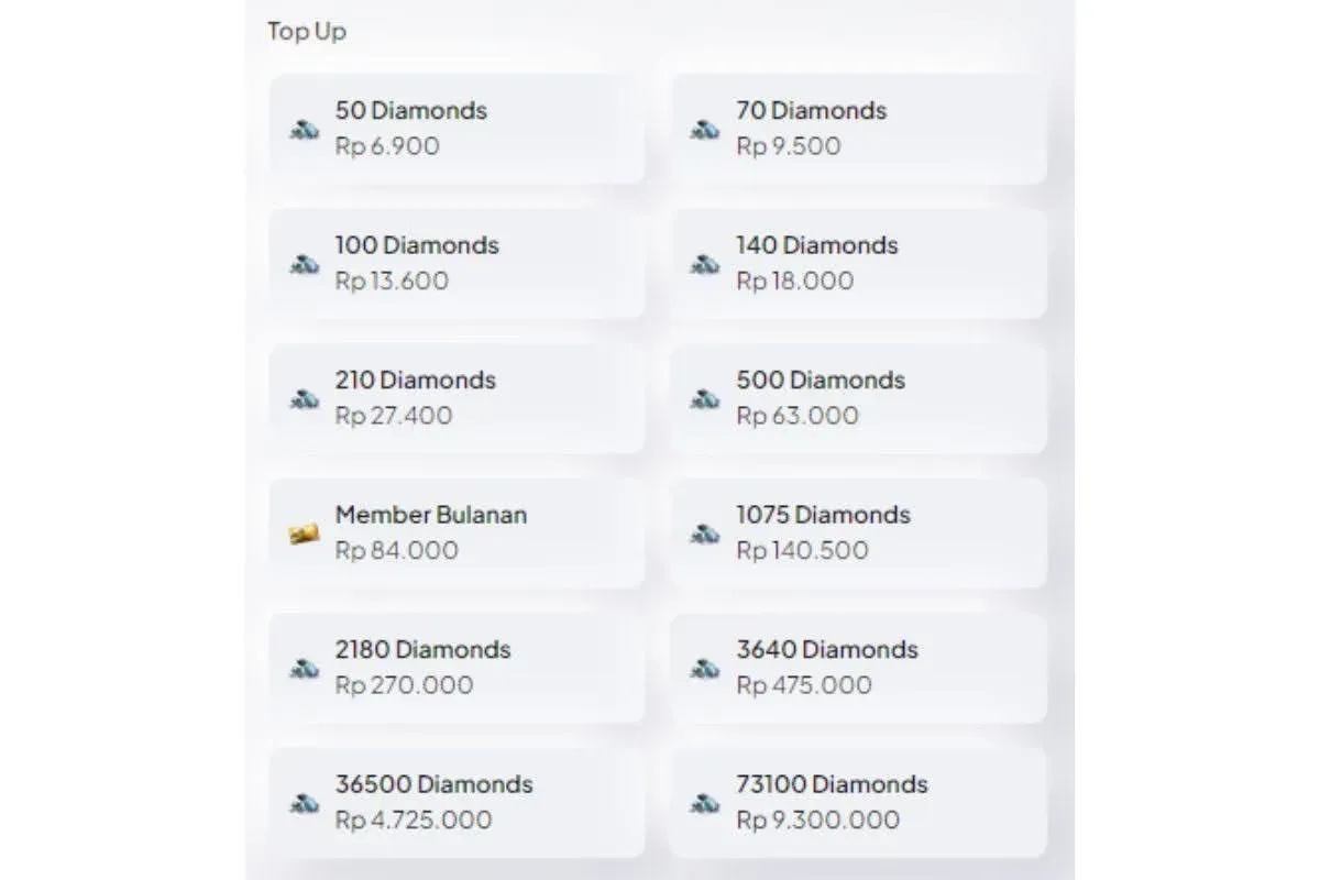 Daftar Harga Diamonds Terbaru di Saldo Game