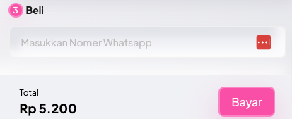 Masukkan nomor Whatsapp kamu, lalu pilih "Bayar"